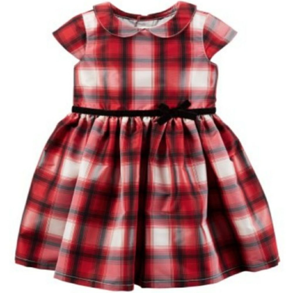 CARTER'S Baby Girls Red Plaid Taffeta Dress